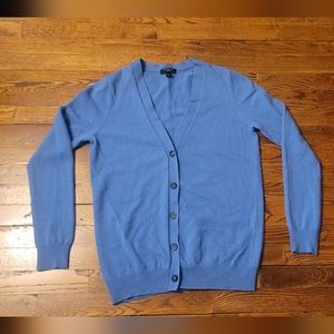 Ann Taylor 100% cashmere  button cardigan sweater. Blue, size L
